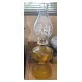 YELLOW GLASS OIL LAMP CONVERTED TO ELECTRIC LAMP