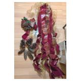 HOLIDAY RIBBON, PINE CONE BOW & ASST PINE CONES