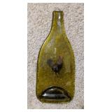 MELTED FLATENED GLASS BOTTLE ROOSTER WALL DECOR