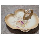 ANTQ HAND PAINTED PORCELAIN BOWL W/ORNATE LOOP