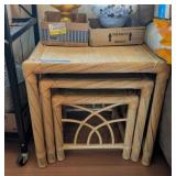 3PC WICKER NESTING SIDE TABLES