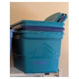 3PC PLASTIC STORAGE TUBS, GREEN
