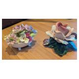 2PC CAPODIMONTE PORCELAIN FLOWERS