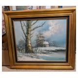 FRAMED ARTWORK-SIGNED RAYMOND, WINTER SCENE