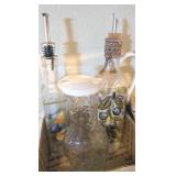 3PC CRUETS, CERAMIC & GLASS