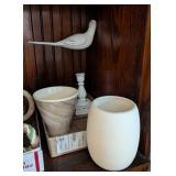 3PC VASE/PLANTERS, BIRD DECOR