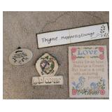 5PC WALL DECOR, EMBROIDERED SAMPLER, METAL WALL
