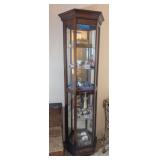 5 SHELF WOOD & GLASS CURIO W/LIGHT