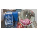2PC PAPERWEIGHTS, CRYSTAL W/SEA TURTLES MARKED