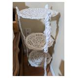 3-TIER PAINTED WHITE CAST IRON PLANT STAND