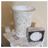 MOSAIC HURRICANE VASE W/COLOR CHANGING LIGHTS