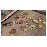 ASSTD GOLD TONE ORNAMENTS, TRAINS, ROCKING HORSE,