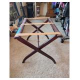 ANTQ FOLDING LUGGAGE RACK, WOOD/LEATHER #1