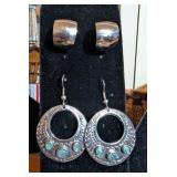 2PC SILVER TONE EARRINGS FOR PIERCED EARS