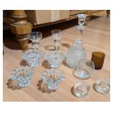 ASSTD GLASS CANDLE HOLDERS, CLEAR/AMBER