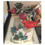 3PC CARDINAL CANDLE HOLDERS, DECOR