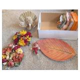 ASSTD FALL DECOR, NAPKINS, CANDLE WREATHS, LEAF