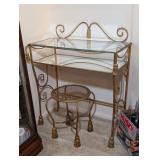 VTG ITALIAN HOLLYWOOD REGENCY STYLE BRASS & GLASS