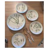 7PC WILLIAM SONOMA CULINARY HERB PATTERN SALAD