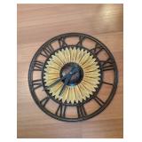 METAL SUNFLOWER WALL CLOCK, BATTTERY OPERATED