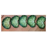 5PC VTG PLASTIC CABBAGE LEAF SNACK/SERVING TRAYS