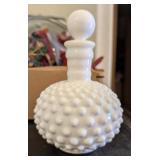 VTG FENTON MILK GLASS HOBNAIL PERFUME BOTTLE