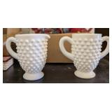 VTG FENTON MILK GLASS HOBNAIL SUGAR & CREAMER SET