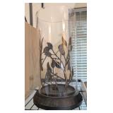 GLASS & METAL PILLAR CANDLE HOLDER