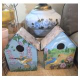 2PC WOOD W/METAL ROOF BIRDHOUSES
