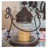 BEEHIVE STYLE GLASS CANDLE HOLDER LANTERN W/HANDLE