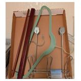 CHROME OVER THE DOOR HANGER, WOOD PANT HANGER &