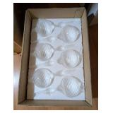 6PC BLOWN GLASS ORNAMENTS, CLEAR