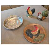 ASSTD ROOSTER DECOR, VTG COPPER HEN MOLD, VTG