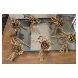 6PC METAL PINE CONE NAPKIN RINGS