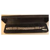WOVEN SILVER TONE BRACELET MARKED '925'