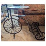 METAL TRICYCLE PLANT STAND W/GLASS TOP