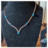 2PC SARAH COVENTRY TURQUOISE STYLE NECKLACE &