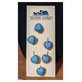 6PC TURQUOISE STYLE HEART SHAPE BUTTON COVERS