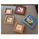 4PC ASSTD FRAMED ROOSTER TILE WALL ART