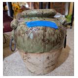 POTTERY VASE, BROWN TONES, LION HEAD ACCENT