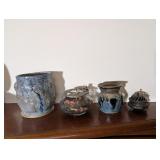 4PC POTPOURRI HOLDER W/PEWTER BEAR TOPPER,