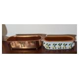 2PC PLANTERS, COPPER & PAINTED CLAY