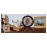 5PC WALL ART, KEEPSAKE BOXES, DOVE SCULPTURE