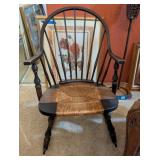 ANTQ WINDSOR STYLE WOOD ROCKING CHAIR W/WOVEN