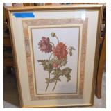 FRAMED ARTWORK-SIGNED    BOTANICAL FLORAL PRINT