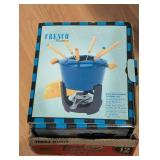 FRENCH TRADITIONS CAST IRON FONDUE 10PC SET-NIB