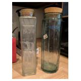 2PC GLASS CANISTERS W/CORK TOPPERS