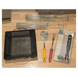 ASSTD GRILL BASKETS, TEMPERED FORK, SPATULA &