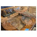 3PC VTG PINK GLASS BOWLS, FOOTED, OTHER