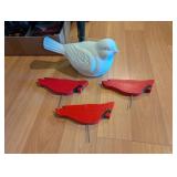 4PC BATTERY OPERATED WHITE DOVE DECOR & CARDINAL